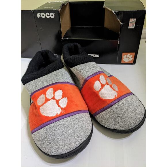 CLEMSON UNIVERSITY FOCO MENS SLIPPERS SIZE L LARGE 11-12 New Embroidery - Picture 1 of 5